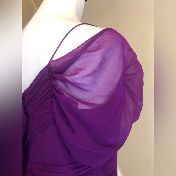 RALPH LAUREN Violet Maxi Dress w Criss Cross Draping Sheer Sleeves & Straps NWT - Picture 6 of 12